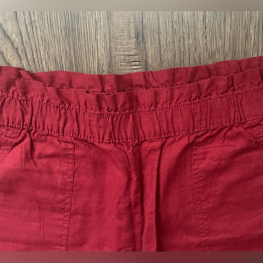 NWOT JOE FRESH Brick Ref Elastic High-Waisted Linen-Blend Shorts Size: Large - Picture 3 of 6